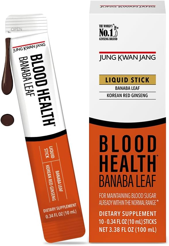 ToggKwanJang Blood Health Health Banaba Extract (100mg), Carob Pods, Red Ginseng Ekstrak Setiap saat untuk Circulation, Post Meal, Energy, 10 Count
