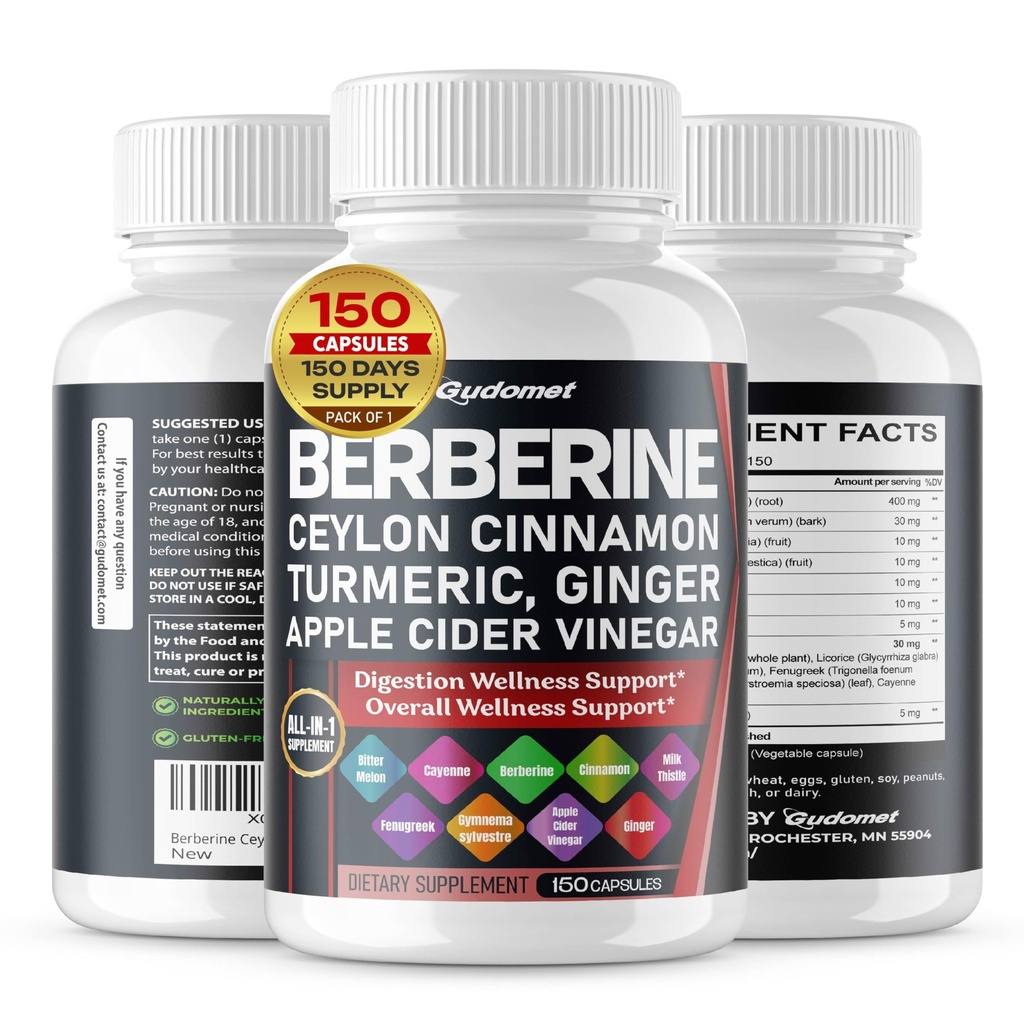 Cinnamon Ceylon Berberine - All- in- 1 Tambahan dengan Bitter Melon AVG Gymnema Sylvestre Milk Thistle Licorice Holy Basil Fenugreek Banaba
