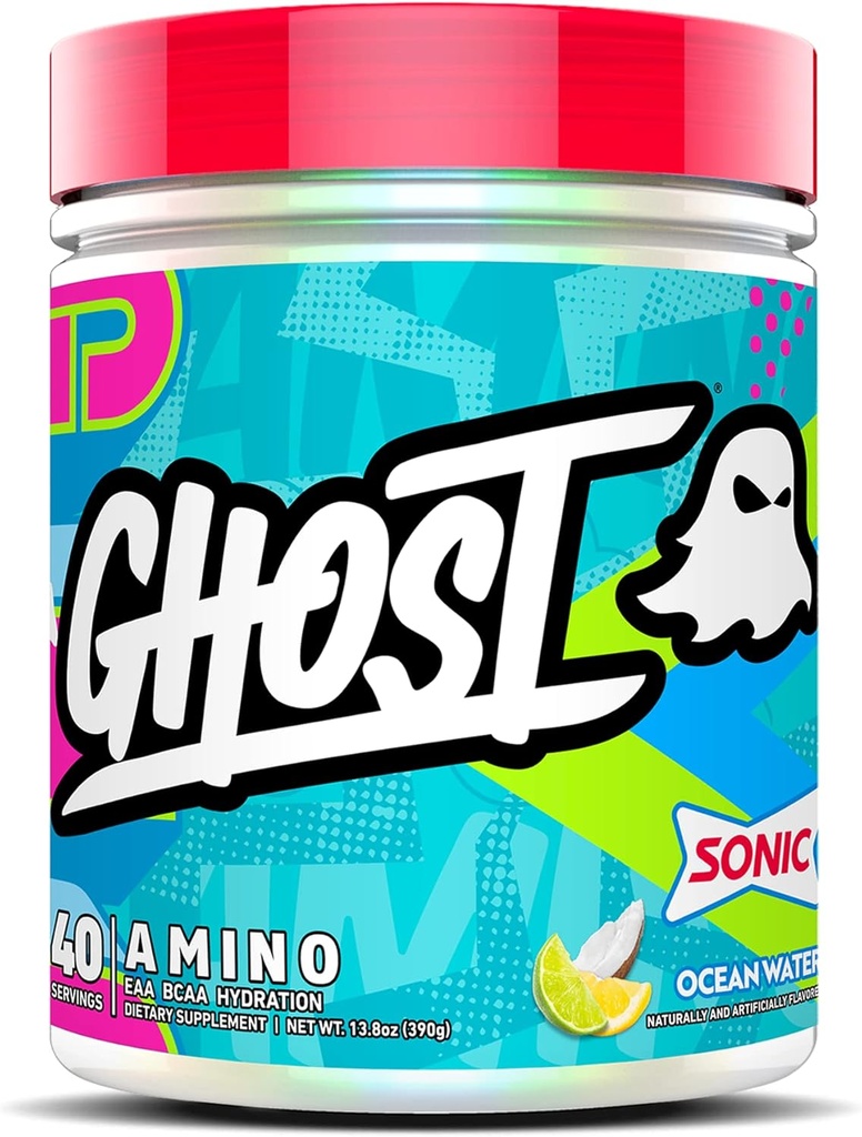 GHOST Amino: Suplemen Amino Acid, Air Samudera Sonic - 40 Servings - Bubuk Intra- Workout untuk Hidration dan Pemulihan 4.5g BCAA & 5.5g EAA - Soy & Gluten- Free, Vegan