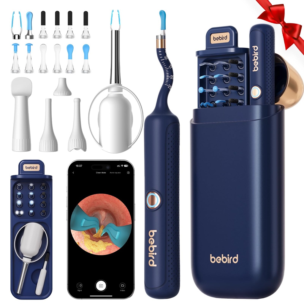 Bebird Earsight Plus R37R Ear Cleaning Camera Wax Removal Tool, Flexiable Ear Scope Otoscope Camera Light, Picker Wireless Remover Tweezers untuk Dewasa & Anak