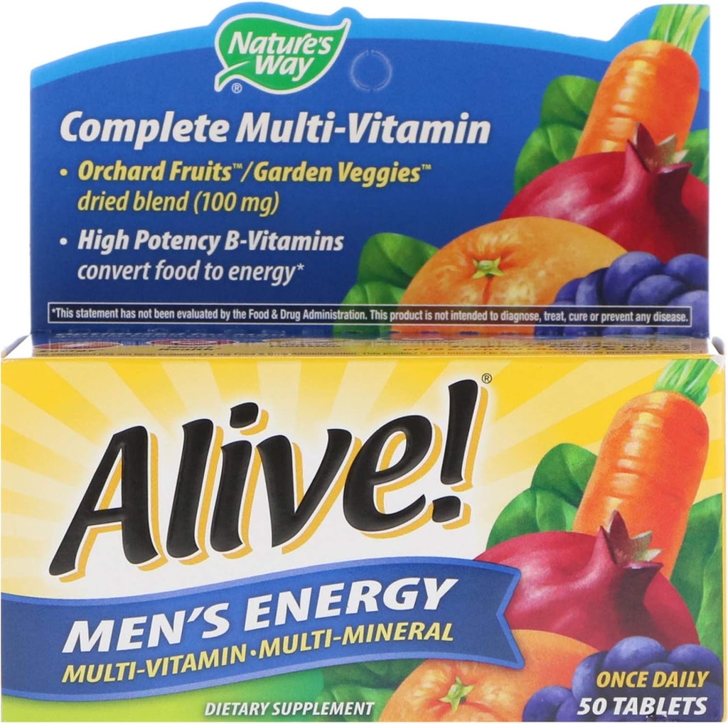 Alam Hidup! Energi Pria Multivitamin Lengkap, Potensi Tinggi B- Vitamin, 50 tablet