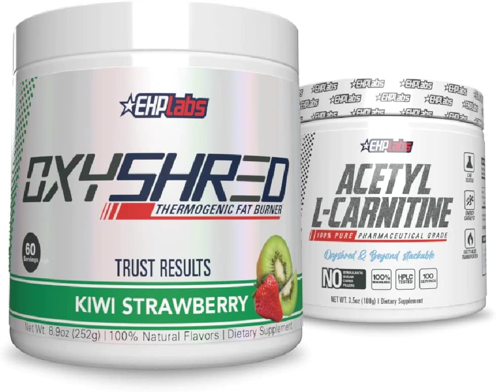 EHP Labs Shred + Acetyl Bundle - OxyShred Thermogenic Pre Workout Application & Shredding Suplement - Acetyl L- Carnitine - Supports Natural Energy, Aids Metabolisme, & Healthy Brain Fungsi