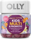 OLLY Kids Multivitamin & Probiotic, Edisi Terbatas, Dukungan Digeptical, Vitamin A, D, C, E, B, Zinc, Supplemen Chewable, Sugar Plummy - 40ct