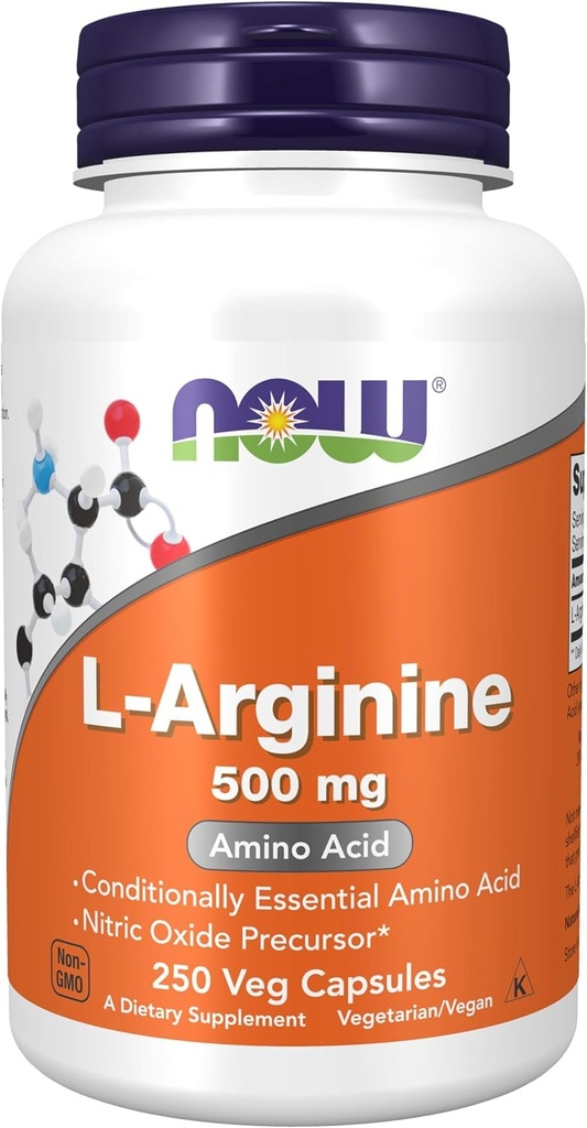 SEKARANG L-Arginine 500 mg, 250 Veg Capsules (kemasan mungkin bervariasi