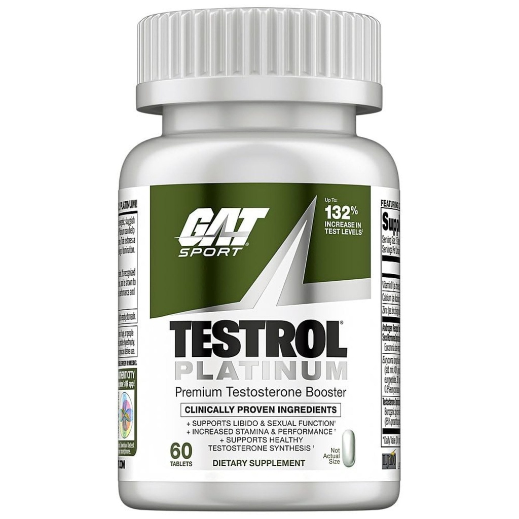 Testrol Platinum, Test Booster for Men by GAT Sport Stamina + Libido + Testosteron Boost, Boron, Vitamin D, Zinc, 60 Tablet