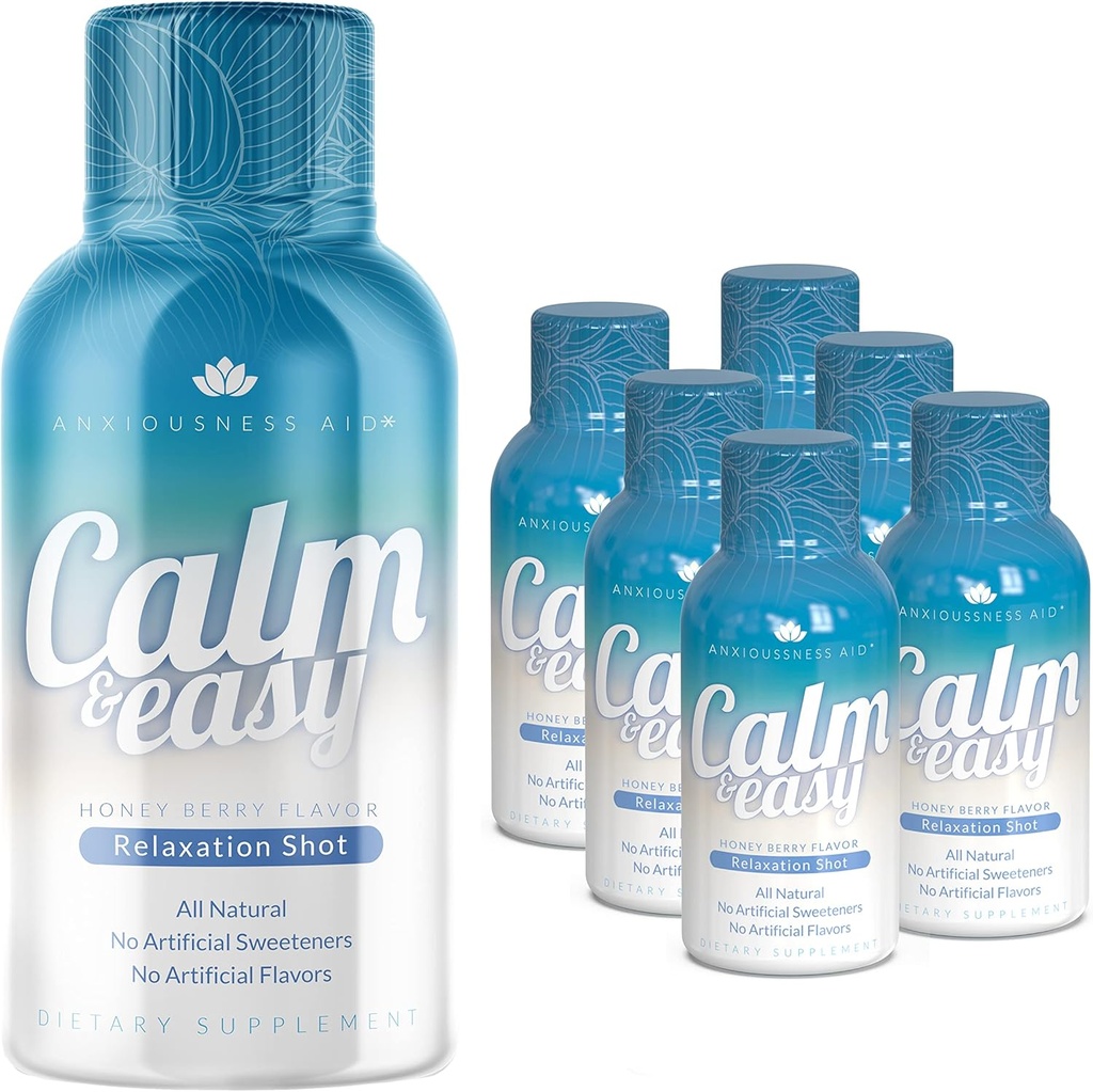 Tenang & Tenang - Stress Relief Natural Shot, KSM-66 Ashwagandha, Suntheanine L Theanine, Calming Adaptogen Drink, Relaxation, Focus, dan Mood 124; 2 oz Liquid Bottle (6 Pack)