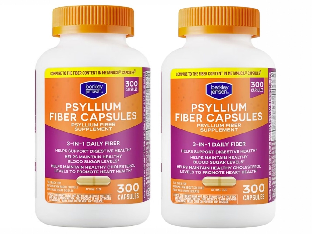 Berkley Jensen Daily Psyllium Husk Supplement (600 - Count), Natural Fiber for Men & Women