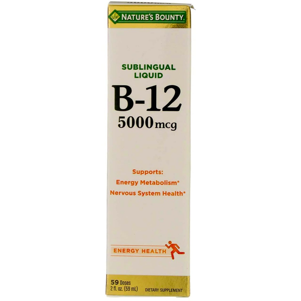 Nature 's Bounty B-12 5000 mcg Sublingual Energi Kesehatan 2 oz (Paket 4)