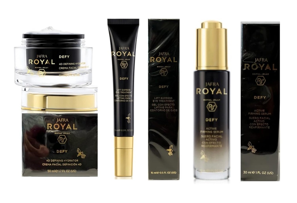 Jafra Royal Jelly Defy Trio- 4D Defin Hydrator / Active Firming Serum / Eye Treatment
