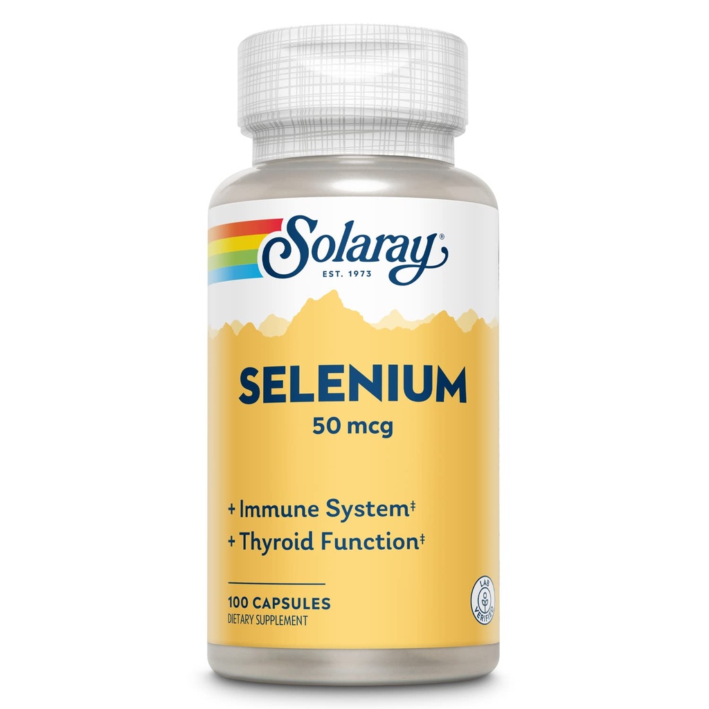 Solaray Selenium 50 mcg, Healthy Ammune System, Thyroid Fungsi & Antioksidant Dukungan, 100 Kapsul