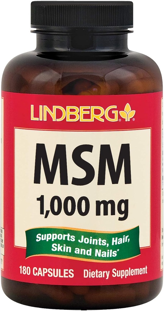 MSM Capsules 14; 1000mg 124; 180 Count 124; Sulfur 124; Non GMO, Gluten Free Suplemen 124; oleh Lindberg