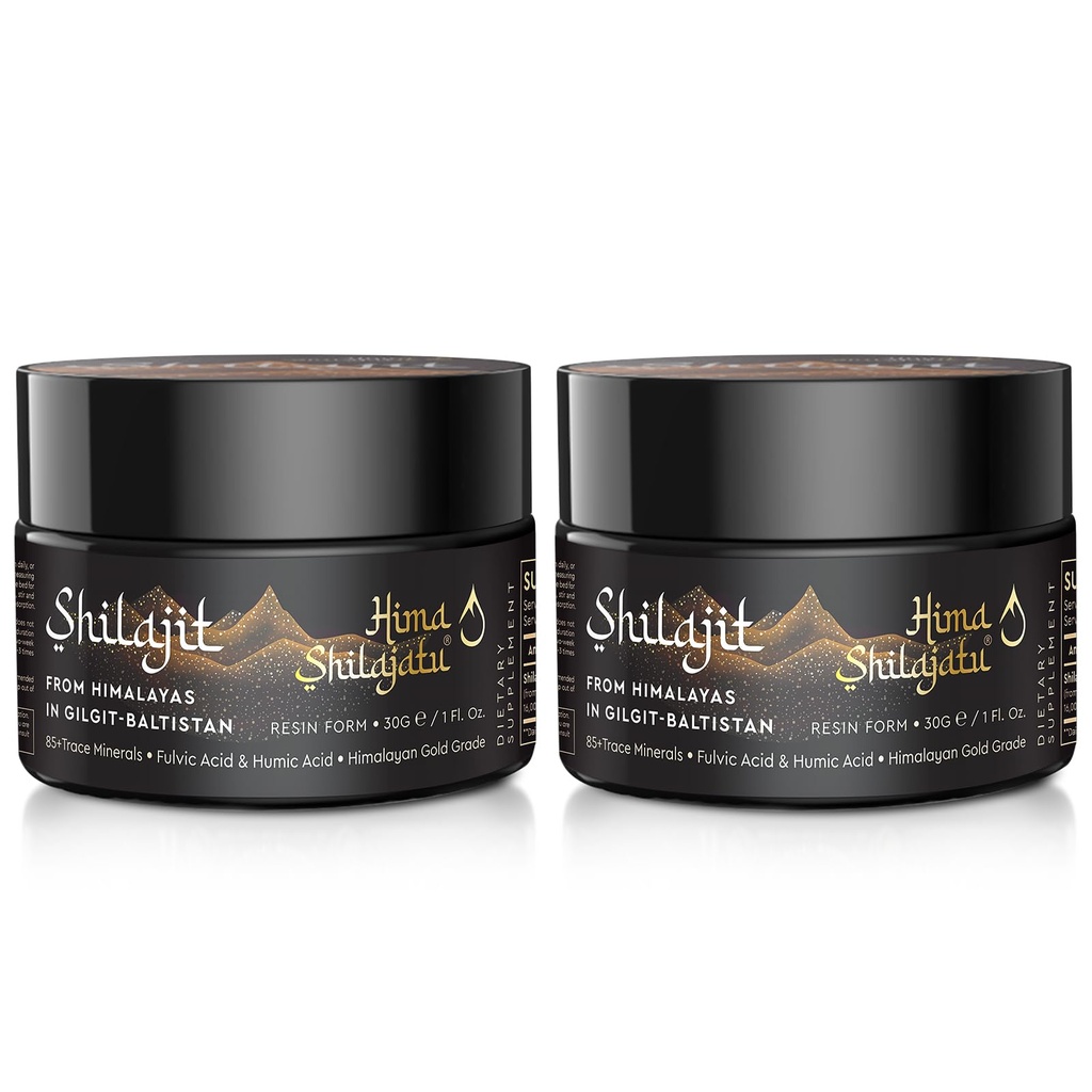 Shilajit Pure Himalaya Shilajit Shilajit Resin - Emas Tingkat 100% Shilajit Dengan Fulvic Acid & 85 + Trace Komplex untuk Energi & Imune Dukungan, Paket 2 (4 Bulan Supppply)