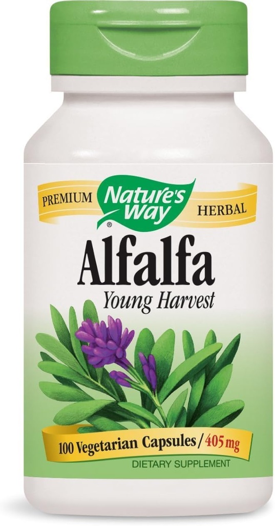 Nature 's Way Alfalfa Leaves, 1.215 mg, 100 Vegetarian Capsules, Pack of 2