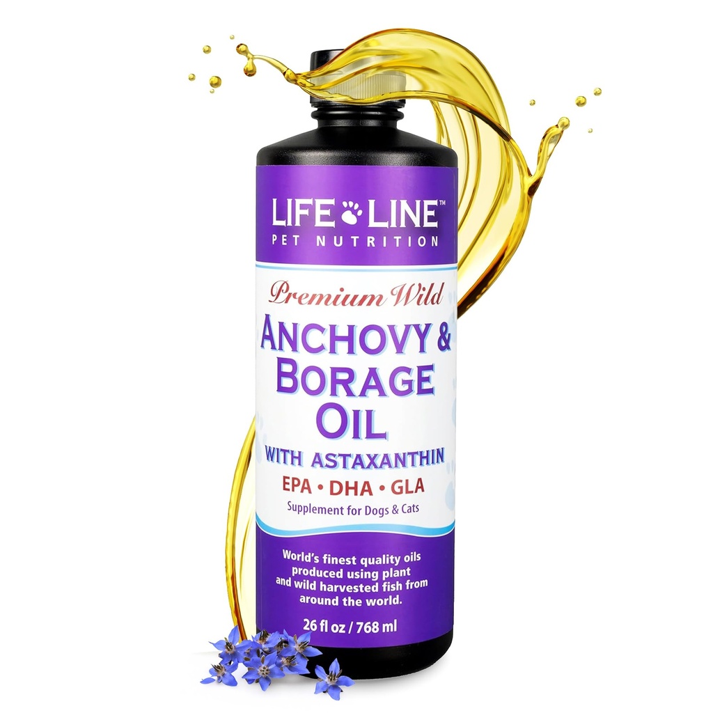 Limeline Wild Anchovy + Borage Oil for Dogs 124; Omega- 6 GLA Suplemen Kesehatan Skin, Allergies & Coat 124; Reduces Shedding, Inflammation