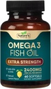 Tambahan Minyak Ikan Omega 3 Tambahan 2400 mg - EPA Triple Kekuatan & DHA Minyak Ikan Omega 3, Suftgels Gendut, Suffels Otak & Heart Kesehatan Suplemen, Gluten Bebas Non-GMO, 60 Softgels
