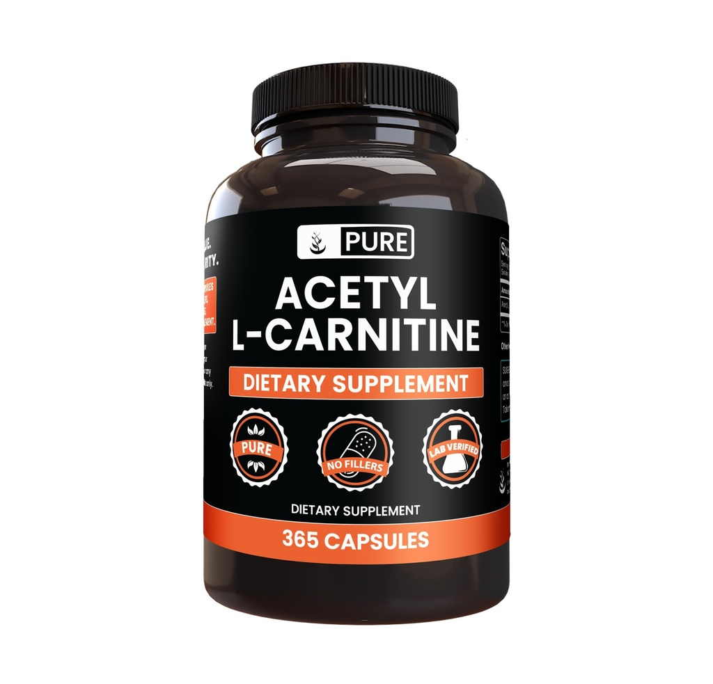Murni Ingrediens Acetyl L- Carnitine (365 Capsules) Tidak ada Magnesium Atau Pengisi Rice, Selalu Murni, Lab Verified