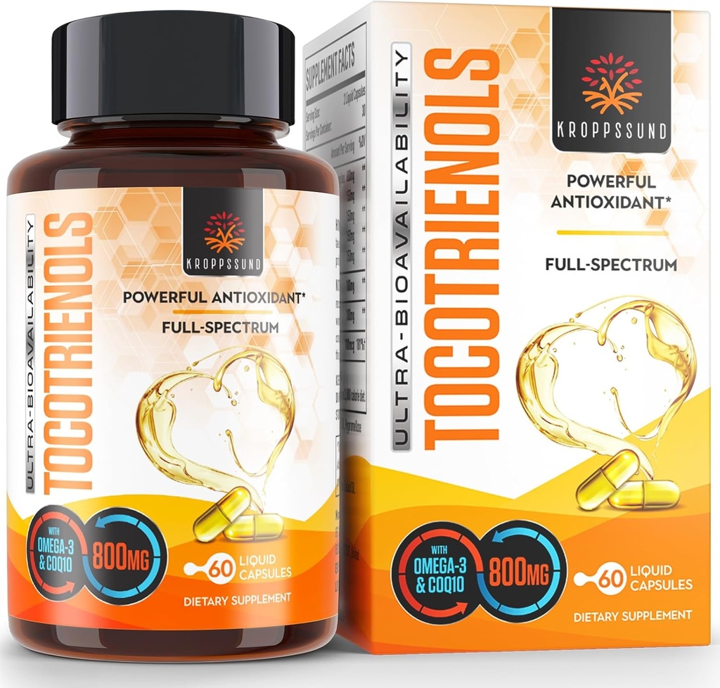 Kroppssund Tocotrienol 800mg Suplement: 124; Rich in Vitamin E Tocotrienol - 60 Liquid Capsules