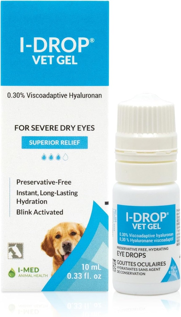 I- DROP Vet Gel: Pet Eye Drops for Dogs 124; Lubricate Acute / Seasonal Dry Eyes 124; Superior Comfort 124; Long- Lasting Relief 124; Aplikasi Fewer diperlukan, 0.30% Hyalerian 124; Multi Dosis Bottle 124; One Bottle 10 ml