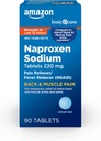 Basic Care Back and Muscle Pain, 220 mg, 12- Hour Pain Relief, Naproxen Sodium Tablet, Pain Reliever and Fever Reducer, 90 Count