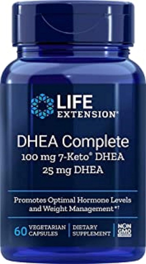 Ekstensi Hidup DHEA Lengkap, 100 mg 7-Keto DHEA, 25 mg DHEA, 60 Capsules