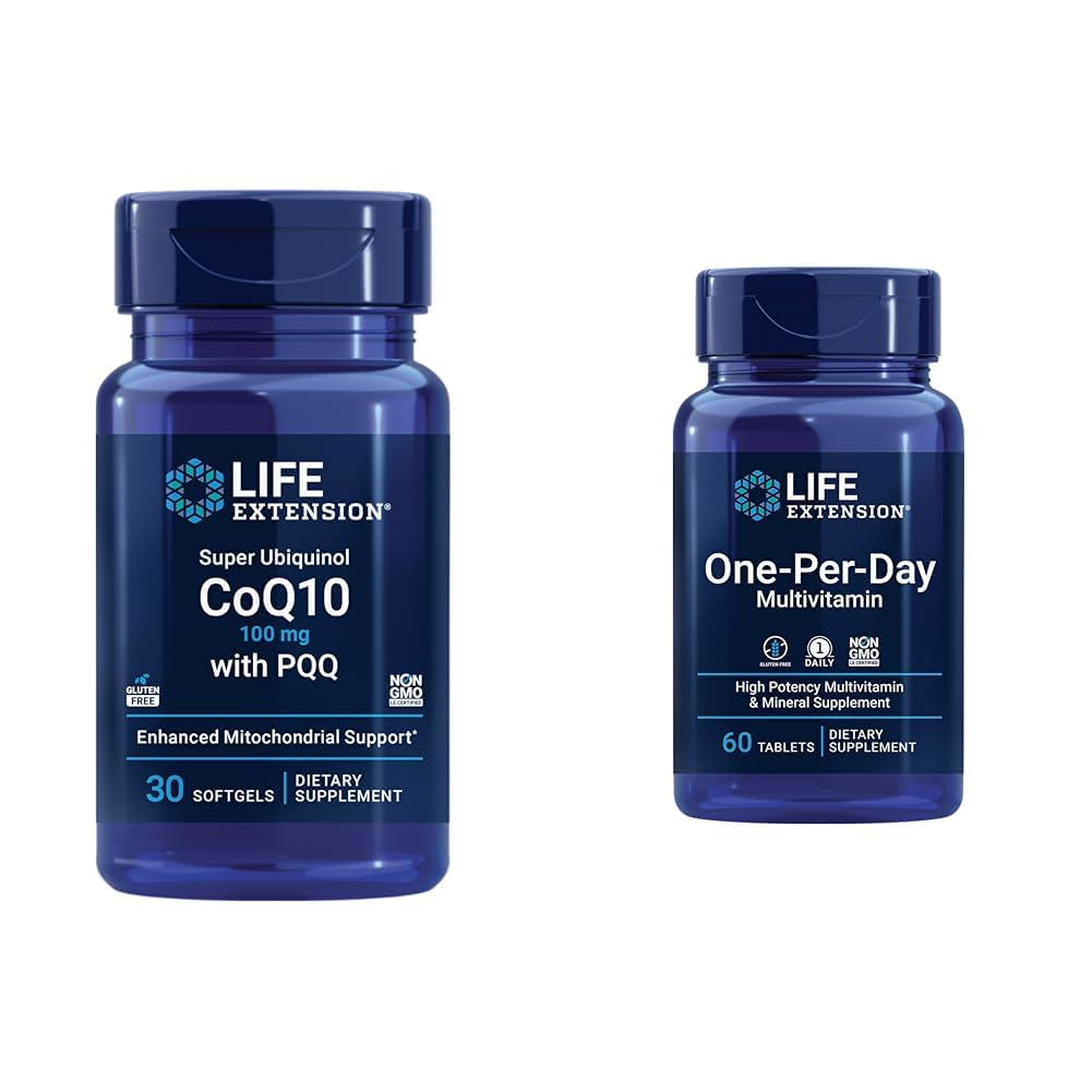 Ekstensi Hidup Super Ubiquinol CoQ10 dengan PQQ, CoQ10, PQQ, shilajit, Heart Health & One-Per- Hari Multivitamin - Dikemas dengan lebih dari 25 Vitamin, Mineral & Tanaman Ekstraksi