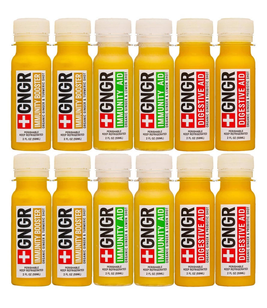 + GNGR Immunity Sampler Organik Ginger Wellness Shots - Premium Ginger Shots for All Natural Digetical Support and Imune, Digetile Aid, Gut Cleanse and Detox 2 (Pack of 12)
