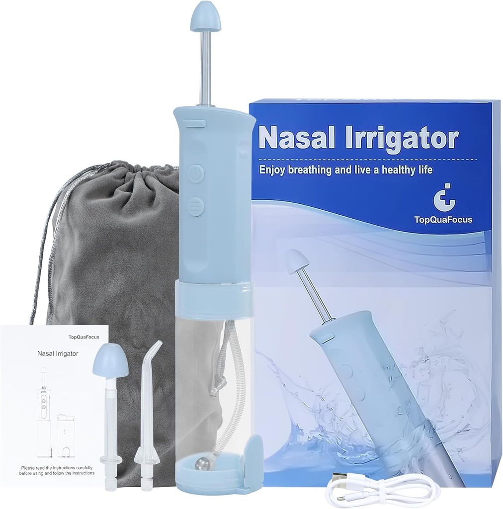Pengawasan TopQufocus Nasal Sinus System Rinse Nasal Irrigator dengan Teescopic Water Tank Neti Pot Combination Versatile Water Flosser Nose Washer 3 Nozzles 3 Modes Nose Cleaner untuk Dewasa & Kid