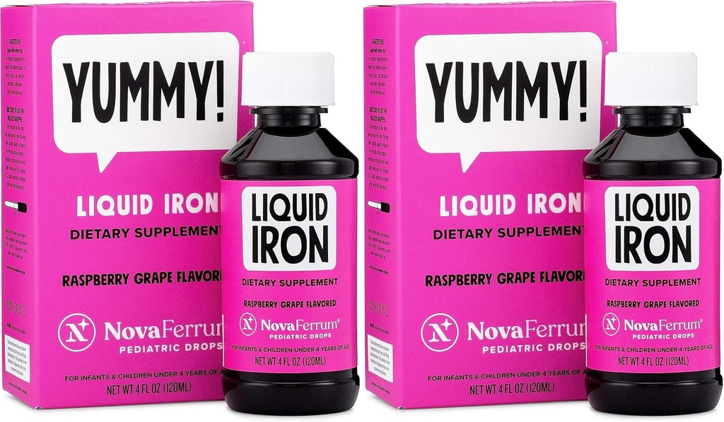 NovaFerrum Pediatric Drops Liquid Iron Suplement for Infants and Toddlers 4 fl oz (120 mL) - Raspberry Grape- 2
