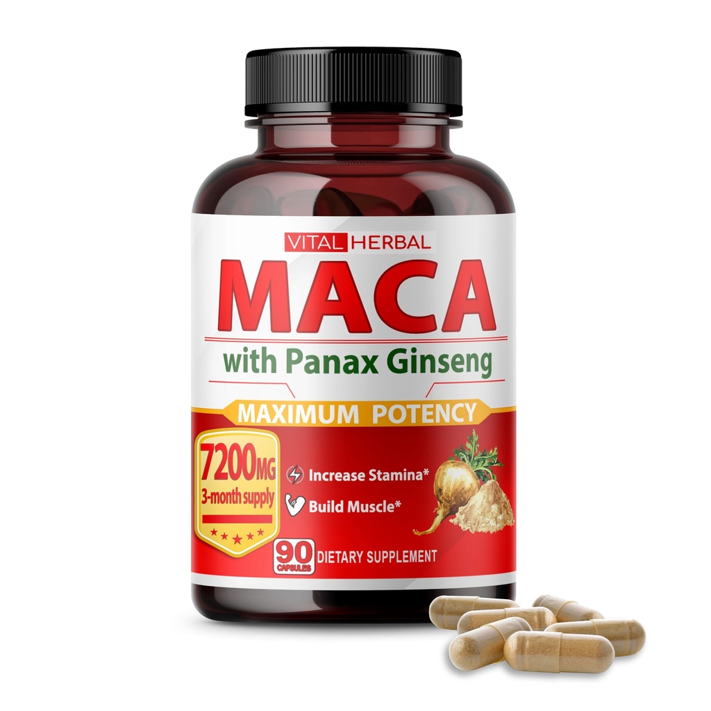 Vital Herbal Maca Root Complex with Ashwagandha, Tonkat Ali, Tribulus, Horny Goat Weed