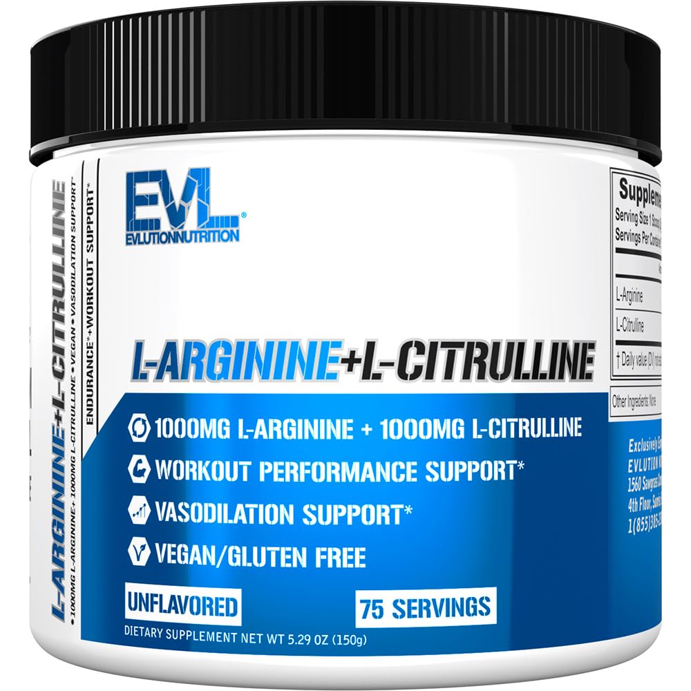 Pengungkapan L-Arginine + L-Citrulline - Endurance + Wordout Performance Complex - 2000mg - Vasodilation + Nitric Oxide Dupder - Vegan + Gluten Free Cupder - 75