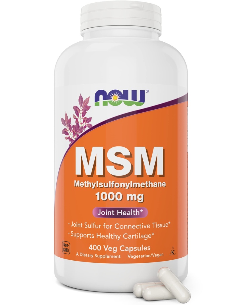 Sekarang MSM 100mg Veg Capsules, 400 Count Methyl- Sulphony- Metana, dibuat di AS, Sulfur Suplemen, Non- GMO, Vegan Vegetarian Friendly