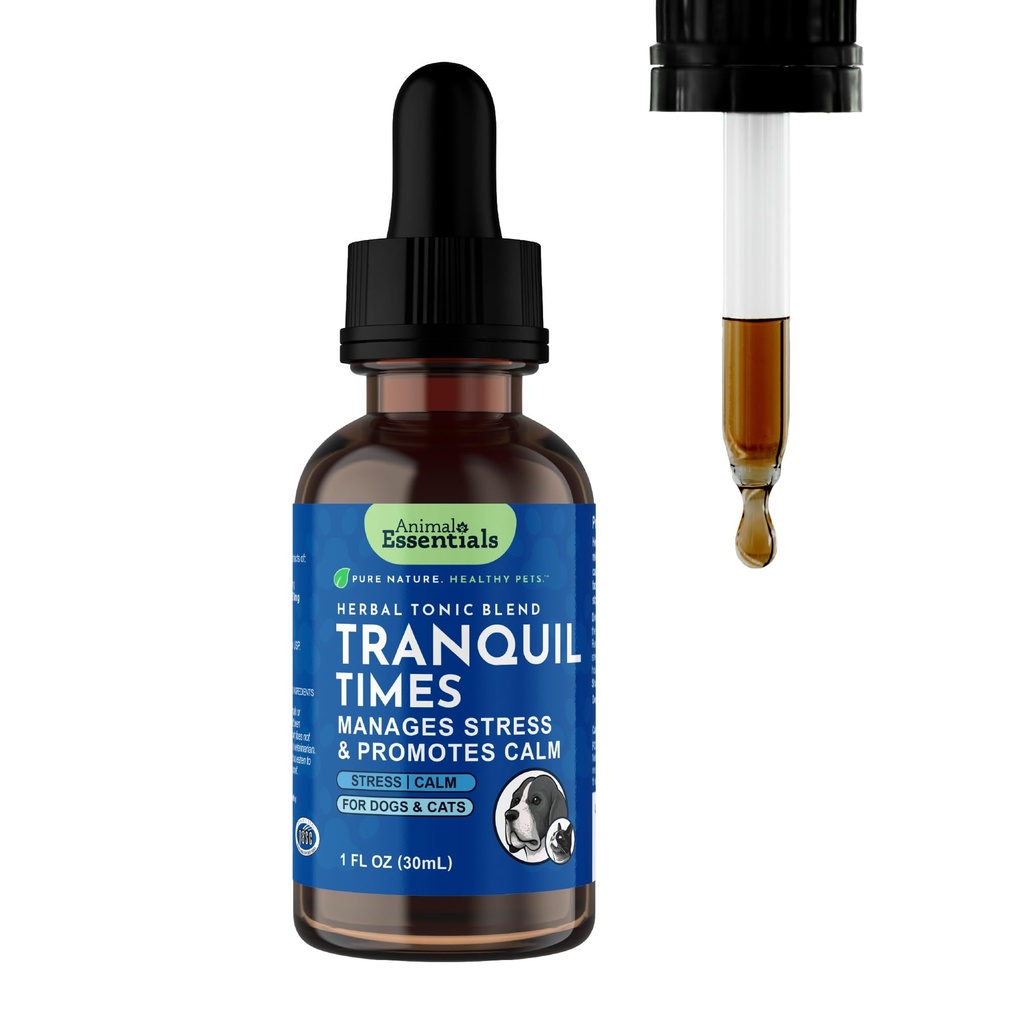 Animal Essentials Tranquility Blend for Dogs & Cats - Calming Suplemen, Valerian Root, Liquid Drops, Herbal Formula - 1 Fl Oz