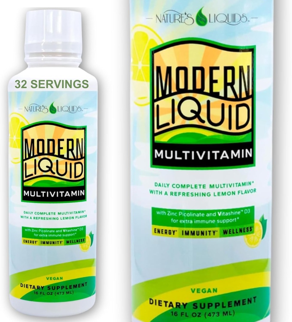 Nature 's Liquids - Modern Liquid Multivitamin untuk Perempuan dan Pria 124; Vegan 124; untuk Imunity, Energy, dan Wellness 124; Natural Citrus Flavor
