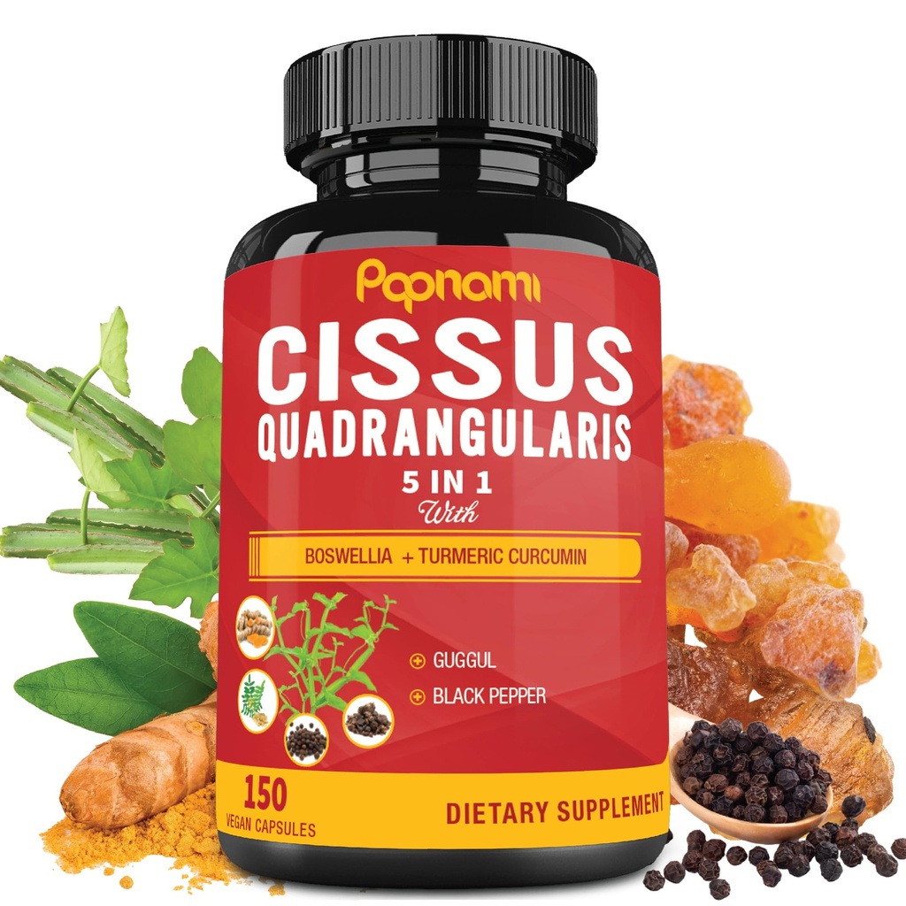 Premium Cessus Quadrangularis Capsules dengan Boswellia, Guggul, Turmeric, Black Pepper Extract - 150 Capsules - 5 Pasokan Bulan