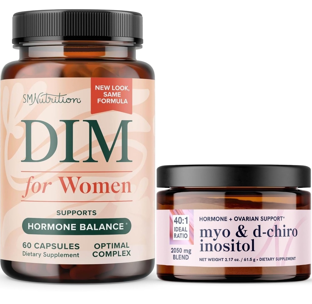 Kompleks Bubuk Myosiol dan Suplemen DiM Wanita: 124; Bundle Keseimbangan Hormone dengan Ideal 40: 1 Rasio Myo- Inositol & D-Chiro Inositol (30 Pelayan) dan Tambahan DiM untuk Perempuan (60 Pelayan)