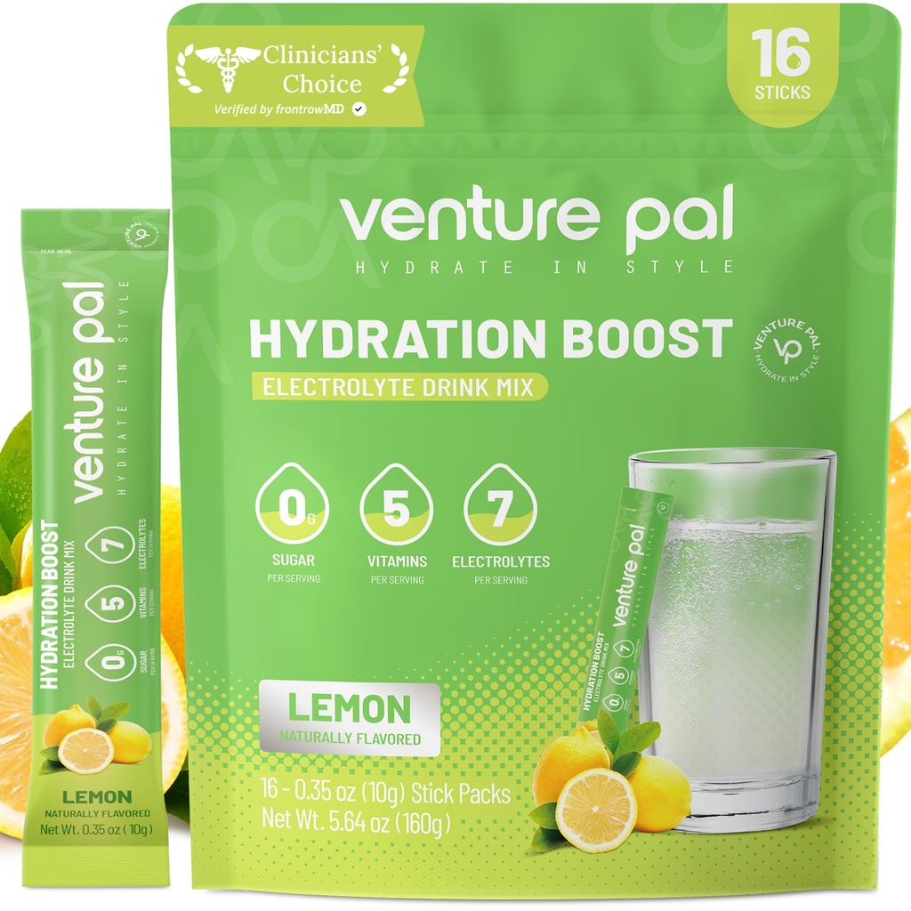 Venture Pal Sugar Free Beat Electrolyte Pawder - Liquid Daily IV Drink for Rapid Hidration & Party Recovery 124; 5 Vitamins & 7 Electrolytes 124; Keto Friendly 124; Non-GMO 124; Sertifikasi Vegan 124; 16 Sticks