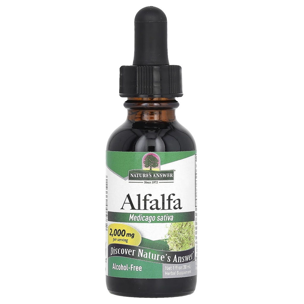 Jawaban Alam Alcohol- Free Alfalfa Herb Ekstraksi, 1-Fluid Ounce Mendukung Sistem Imune, Darah, Hambus, Tingkat Energi - Membantu dengan Detoksifikasi