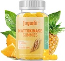 Nattokinase Gummies 12.000 FU, Gummies Serrapepse 360.000 Enzyme Suplement dengan Bromelain Papiin & Inulin untuk Sirculasi, Gut, Divalry Dukungan, Vegan, Non GMO, 60 Negara