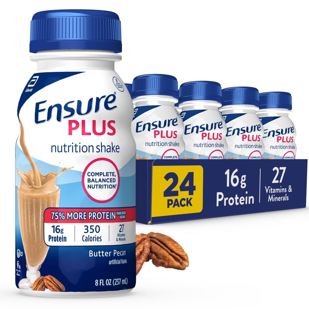 Pastikan Plus Butter Pecan Nutrition Shake 124; Pengganti Meal Shake 124; Ready To Drink 124; 16g Protein dan 27 Vitamin dan Mineral 124; 8 flf oz - 24 Pack