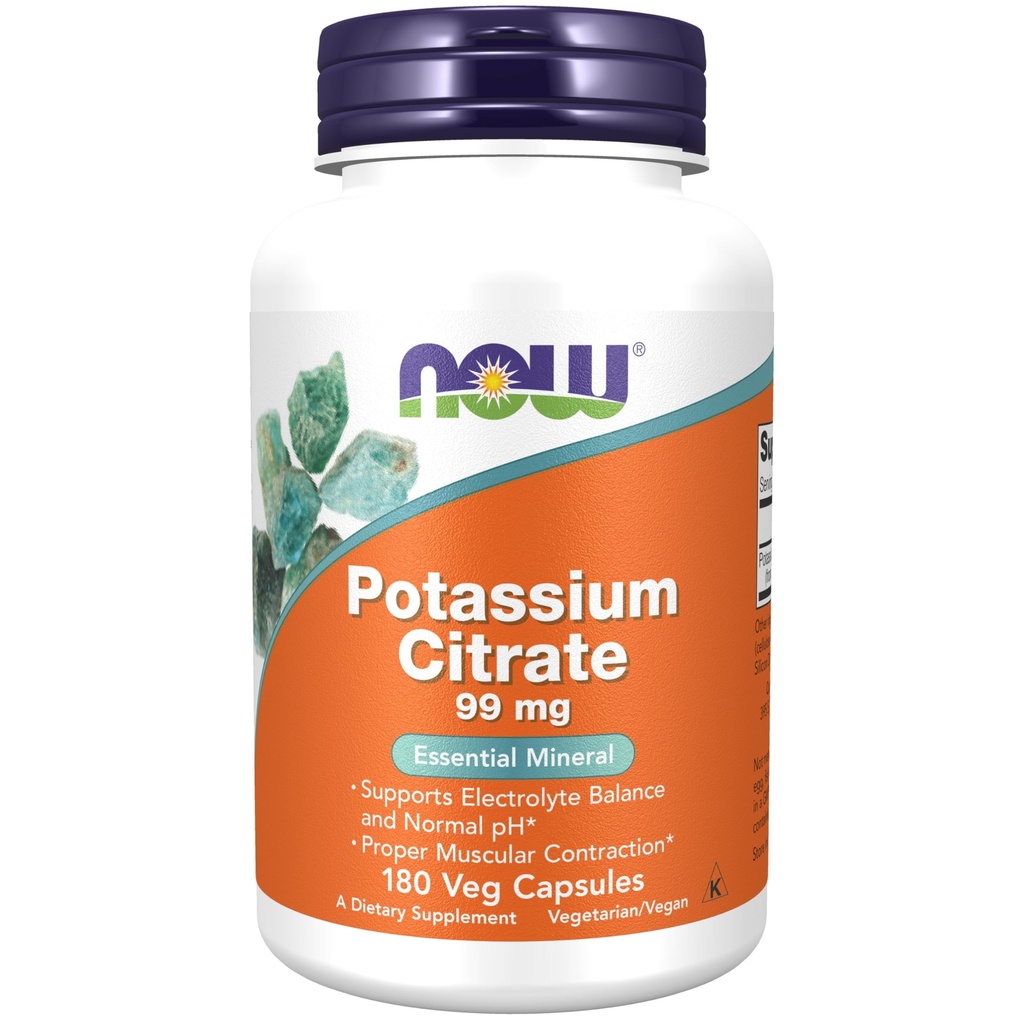Sekarang suplemen Makanan, Potasium Citrate 99 mg, Mendukung Keseimbangan Elektrolite dan pH Normal *, EscalypMineral, 180 veg Capsules