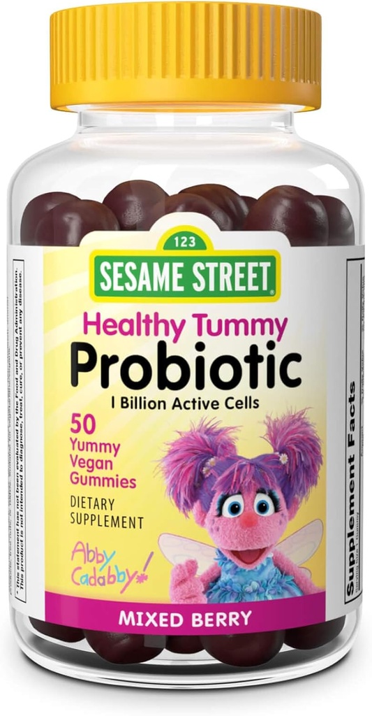 Webber Sesame Street Tummy Programs for Kids, 1 Milyar Active Cells per Gummy, 50 Gummies, untuk Kesehatan Digetical, Bebas Gluten, Dairy, Peanut & Gelatin, Vegan