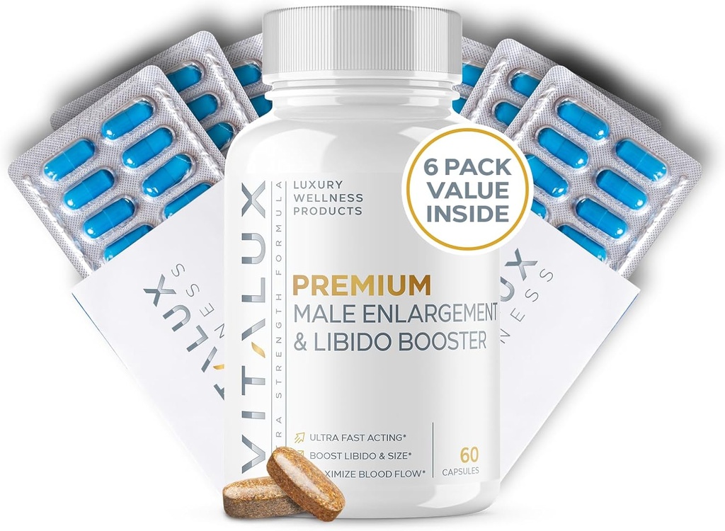 VITALUX 124; # 1 Dosed Premium Erection Dukung & Libido Booster 14; 14- Fastending Blood Flow, Size & Firness for Men 's Enhancement Protect 124; L-Arginine + 18 Ingregents Party Test + USA Dibuat - 60 Pil