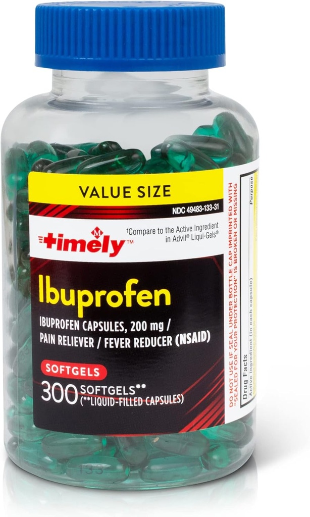 TIME- CAP LABS, INC. Tite Ibuprofen 200mg - 300 Liquid Softgels - Pain Relief Tablet dan Reducer Fever - for Headache Relief, Menstrual Pain, Tooth Aches Muscular Aches & Arthritis Pain