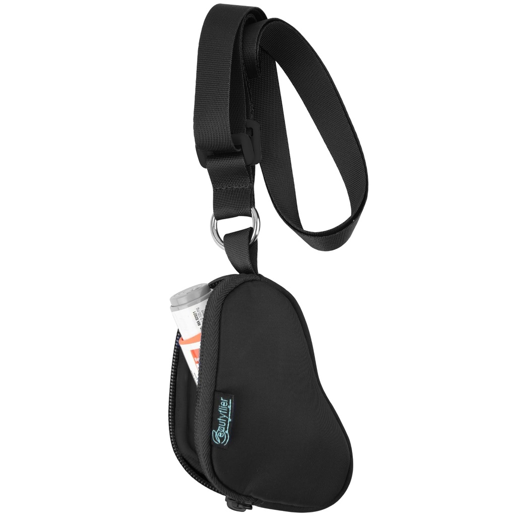 Beautyflier Asthma Inhaler Case Landard Keychain Travel Handy Mini Bag for Dewata and Kid, Doesn Not Inhaler (Hitam)