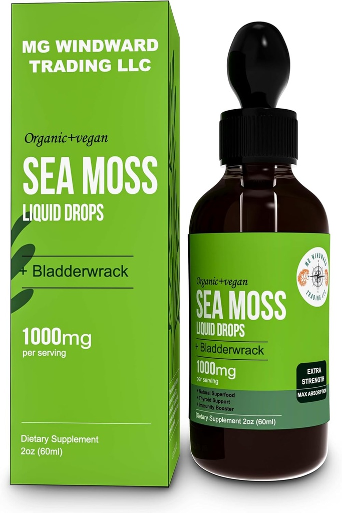 Limpound Laut Organik Moss Drops 126; 30.000 MG 126; Moss Laut dengan Bladderwrack, Elderberry 124; 4X Stronger Organic Sea Moss Daripada Pil dan Capsules untuk Hidup Secara Secara Secara Secara Secara Secara Sehat! 1 Botol