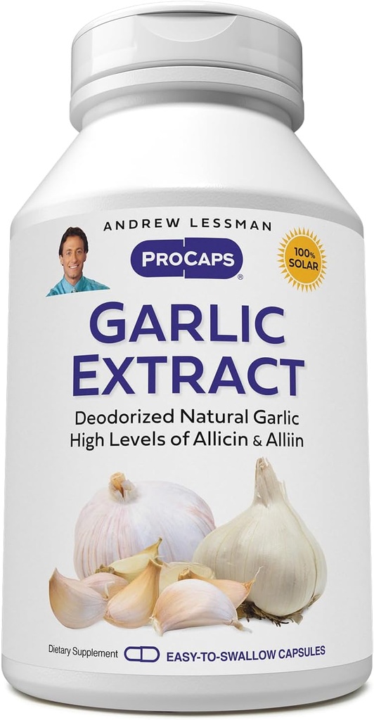 ANDREW LESSMAN DARLIK Ekstrak - 180 Kapsul - Deodorised Natural Garlic Extract. Perlindungan Sulfur- Berbasis senyawa. Murni, Lembut, Odorless. Tak Ada Aftertaste, Tak Ada Pembaruan Perut, Tak Ada Addives