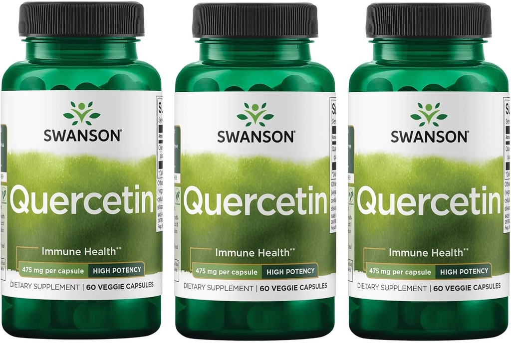 Swanson High Potency Quercetin - Antioksidant Pertahanan - (60 Vevgie Capsules) 3 Pack