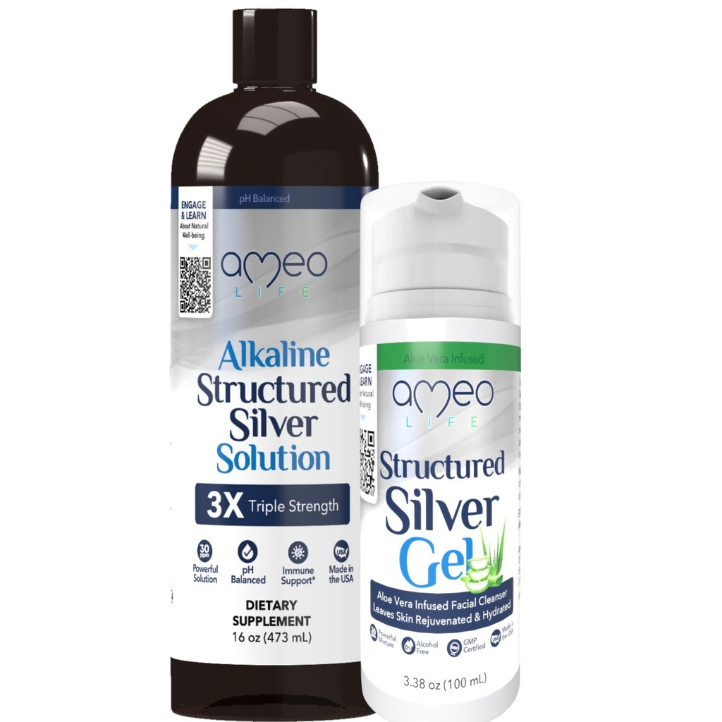 Amezo Life Colloidal Silver Gel with Aloe Vera & Colloidal Silver Liquid Bundle