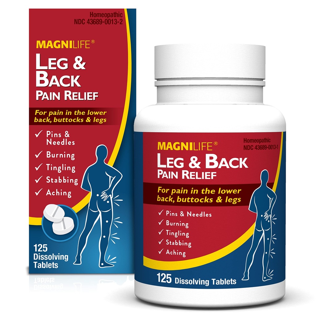 MagniLife Leg & Back Pain Relief, Fast- Acting Pain Relief, Alamiah Soothe Burning, Tangling and Stabbing Pains, Symptomatic or Preventative, 125 Quick- Dissolve Tablets