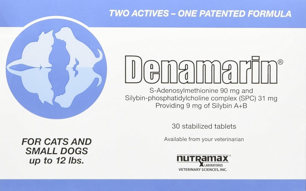 Laboratorium Nutramax Denamarin Tambahan Kesehatan untuk Anjing Kecil dan Kucing - Dengan S Adenosylmethionine (SAMe) dan Silybin, 30 Tablet